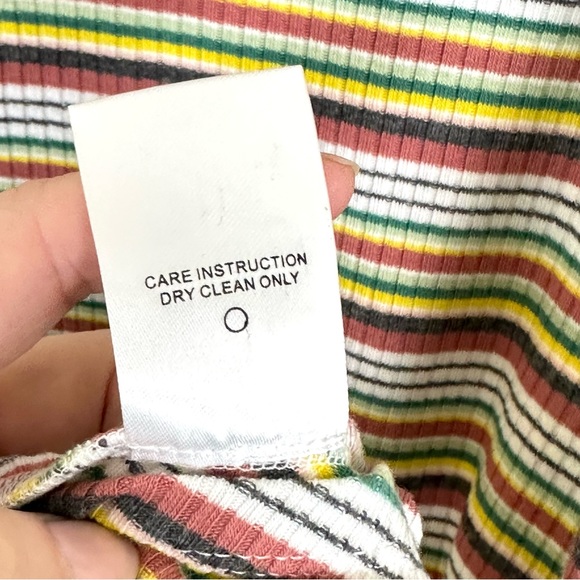 PRIVACY PLEASE Striped Off Shoulder Mini Skater Dress Ribbed Stretch, Size M - Picture 6 of 7